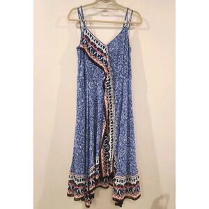 French Connection Women's Dress Strappy Deep V-neck Assymetrical Hem Maxi Size 0